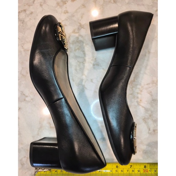 TORY BURCH "Janey"  50mm Calf Leather Pumps Women -‎ SZ 9 Black - Picture 6 of 10